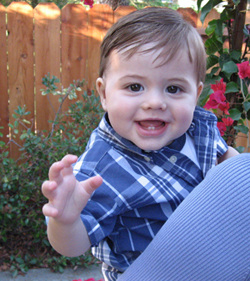Baby in blue shirt